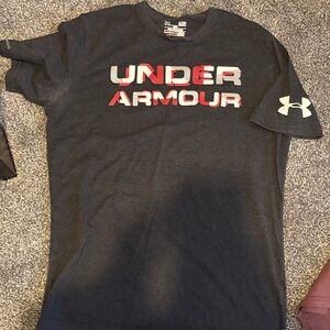 Under Armour Black Tee with Red & White Chest Logo
